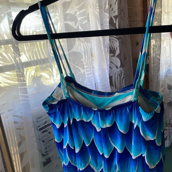 70s DeWeese Swimsuit blue scallop one piece size 10 - Picture 4 of 10